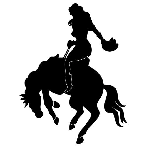SS11208 Rodeo Cowgirl Woman on Bucking Horse Silhouette Cardboard Cutout Standee Standup