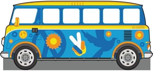 SS11212 Cartoon Hippie Bus 60s Flower Power Van Stand in Cardboard ...