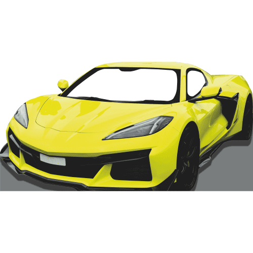 SS11270 Yellow Vet Sports Car Stand In Cardboard Cutout Standee Standup
