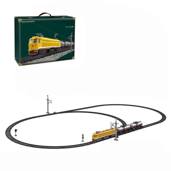 SS7C Alloy Electric Locomotive Train Set with Passenger Carriages & Long Track, Vintage Railway Steam Train Model with Lights and Sound Effects, Creative Decor & Gift for Adults