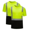 thumbnail image 1 of SSAAVKUY 2 Pack Hi Vis Shirts for Men Construction High Visibility Shirts, Reflective Safety T-Shirts for Men Short Sleeve Work Shirts with Black Bottom, Breathable Green M, 1 of 8