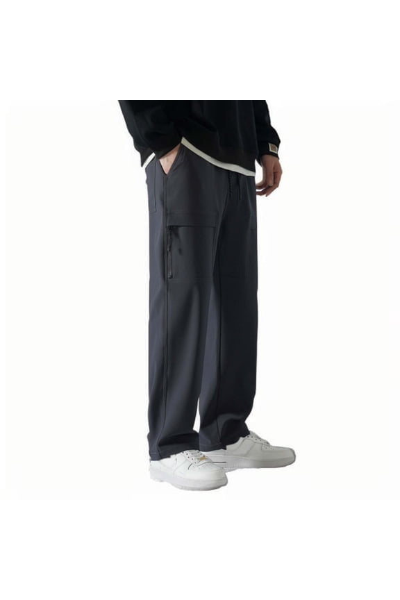 Baggy Cargo Chef Pants for Men Drawstring Waist Windproof and Waterproof Work Pants Relaxed Fit Outdoor Hiking Pants Sweatpants with Pockets Dark Gray 6