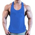 thumbnail image 1 of SSAAVKUY Deals Men’s Stringer Tank Tops Y-Back Bodybuilding Muscle Sleeveless T-Shirts Quick Dry Solid Gym Fitness Tank Shirts Dark Blue XXL, 1 of 7