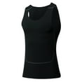 thumbnail image 1 of SSAAVKUY Deals Men's Tank Swimsuit Top Athletic Vest Rash Guard Shirt Quick Dry Solid Color Sleeveless Workout Playwear Black L, 1 of 8