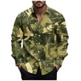 thumbnail image 1 of SSAAVKUY Deals Mens Long Sleeve Wrinkle Free Shirts Button Down Casual Stretch Dress Shirt Camouflage Printed Regular Fit Hipster Business Tops Camouflage 10, 1 of 5