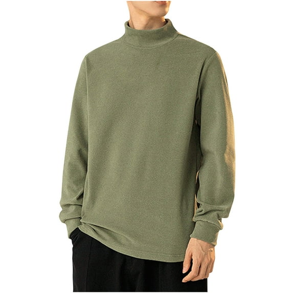 SSAAVKUY Deals Mens Mock Neck Sweatshirts Soft Long Sleeve Pullover Shirts Lightweigt Sweat Shirt Breathable Pullover Sweater Green XXXL