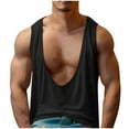 thumbnail image 1 of SSAAVKUY Deals Mens Tank Tops Lightweight Athletic Sweat Vest Big V Neck Moisture Wicking Sleeveless Undershirts for Men Workout Casual Black XXL, 1 of 7