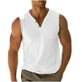 thumbnail image 1 of SSAAVKUY Deals Sleeveless Beach Shirts for Men Summer Tank Shirts Casual Henley Tank Top White L, 1 of 6