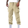 thumbnail image 1 of SSAAVKUY Flat Pocket Parachute Pants for Men Causal Baggy Cargo Pants Unisex Street Y2K Pants Drawstring Trousers Khaki 12, 1 of 8