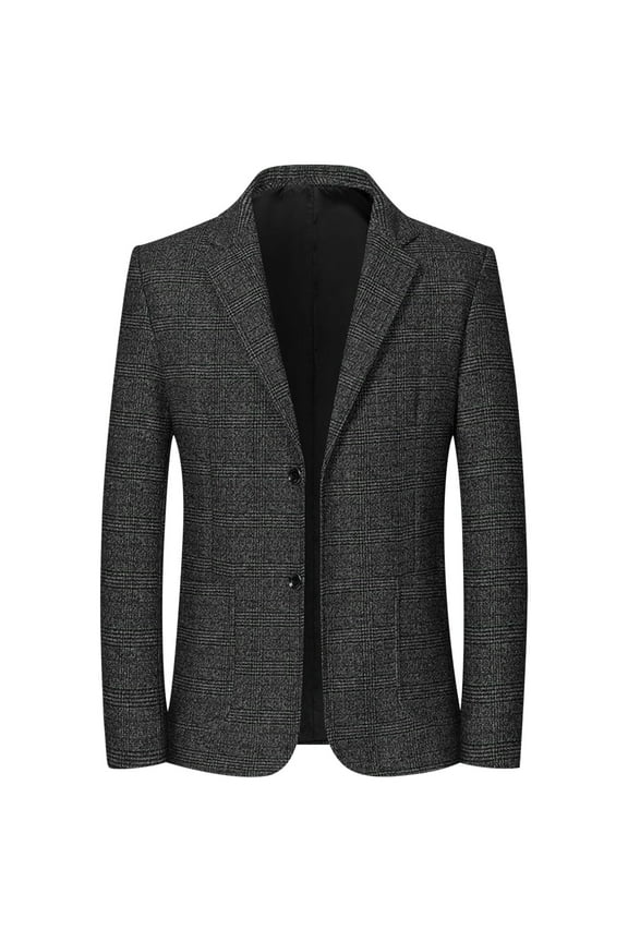 Herringbone Tweed Blazer British Wool Blend Sport Coat Jacket Long Sleeve Office Workwear Formal Lightweight Two Button Business Jackets Gray XXXL
