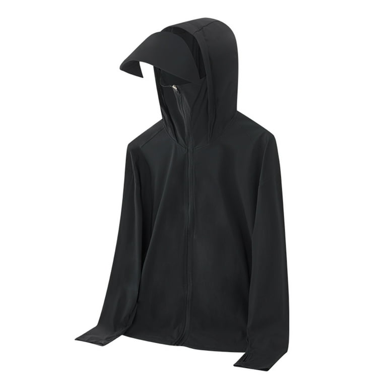 SSAAVKUY Hoodie Jacket Built In Mask A Large Brimmed Hat Providing Excellent Sun Protection for The Face Neck Ears It Is Designed for Outdoor Activities Such as Fishing Hiking Gardening Black 10