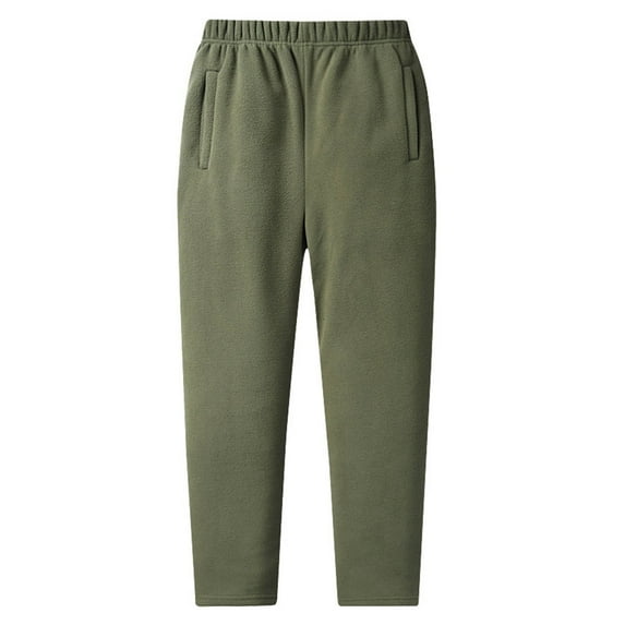 SSAAVKUY Men Winter Warm Athletic Sweatpants Sherpa Lined Joggers Fleece Pants Casual Elastic Waist Drawstring Pants Army Green 16