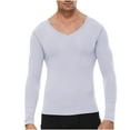 thumbnail image 1 of SSAAVKUY Men's Athletic Compression Shirt - V Neck Long Sleeve Workout Running Base Layer Tops Cool Dry T-Shirt Gym Undershirts White S, 1 of 4