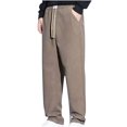 thumbnail image 1 of SSAAVKUY Men's Baggy Pants Tie Front Drawstring Waist Corduroy Pants Casual Loose Straight Leg Pants Trousers Khaki 14, 1 of 4