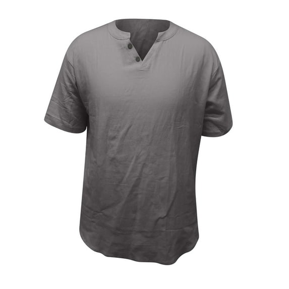 SSAAVKUY Men's Beach Shirts Fashion and Comfortable Cotton Comfy Solid Color Short Sleeve T-Shirt Shirts for Men Dark Gray XL