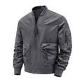 thumbnail image 1 of SSAAVKUY Men's Bomber Jacket Lightweight Windbreaker Zip Up Baseball Jacket with Pockets for Spring Fall Outdoor Sports Gray 10, 1 of 3