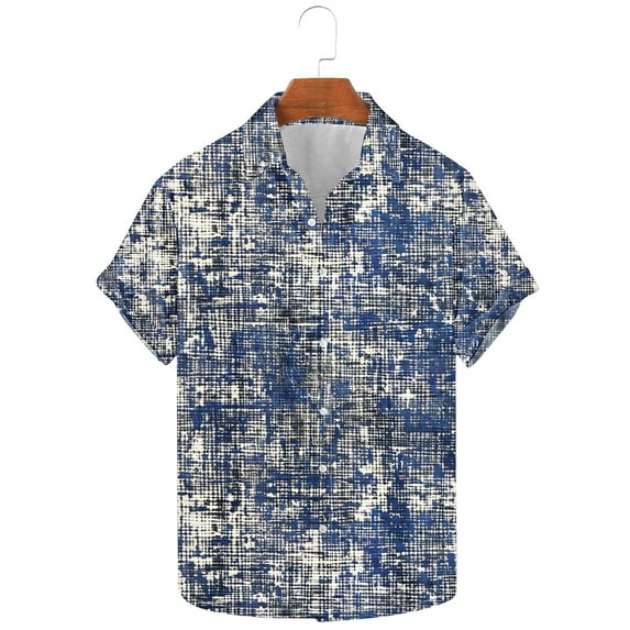 SSAAVKUY Men's Casual Short Sleeve Button Down Shirt Summer Vacation Beach Tops Vintage Plaid Printed Hawaiian Shirts Multicolor 10