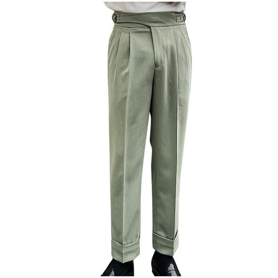 SSAAVKUY Men's Classic Fit Fashion Stylish Cotton Stretch Pants-Pleated (Regular and Big & Tall) Suit Tweed Pants Green 6