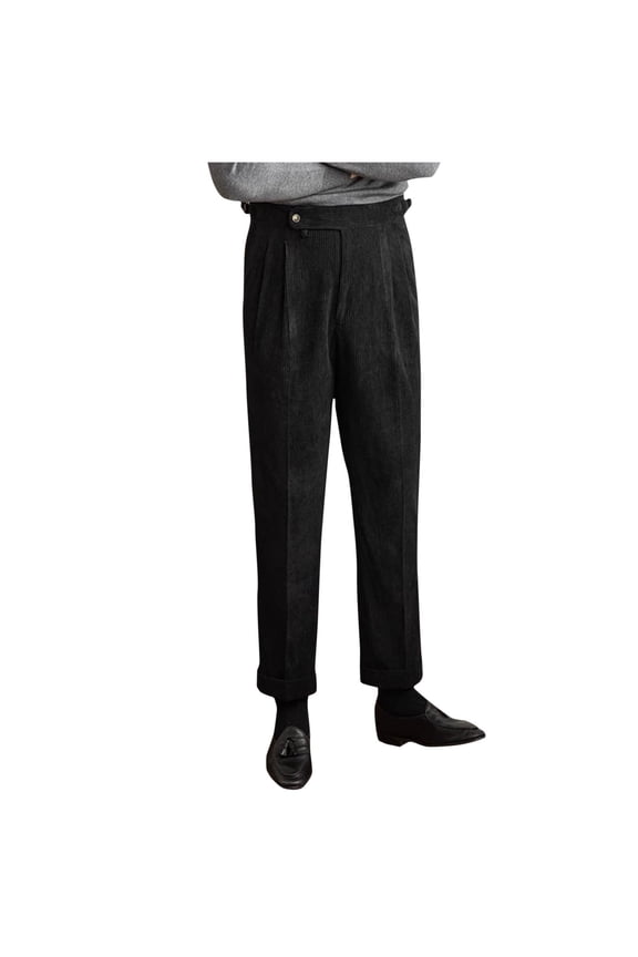Men's Classic Fit Flat Front Dress Pants Office Business Trousers Linen Blend Dress Pant, Regular Fit, High-Waisted Straight Black 4