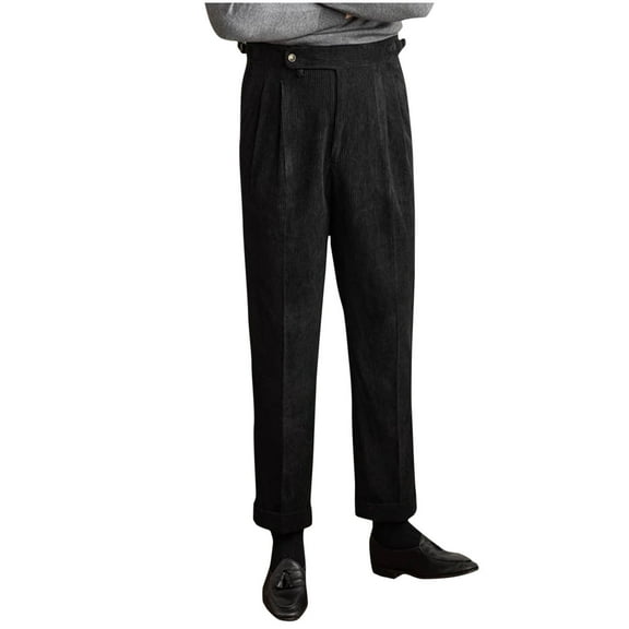 SSAAVKUY Men's Classic Fit Flat Front Dress Pants Office Business Trousers Linen Blend Dress Pant, Regular Fit, High-Waisted Straight Black 8