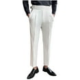 thumbnail image 1 of SSAAVKUY Men's Classic Trendy Naples Italian Style Pants No Belt Required Dress Pants Dress Pants Adjustable Waist Regular Fit Straight Suit Pants White 6, 1 of 3
