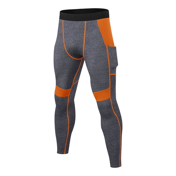 SSAAVKUY Men's Compression Pants Sports Athletic Leggings Workout Running Tights Quick Dry Base Layer Bottoms with Pockets Dark Gray 6