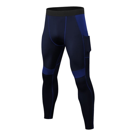SSAAVKUY Men's Compression Pants Sports Athletic Leggings Workout Running Tights Quick Dry Base Layer Bottoms with Pockets Navy 6
