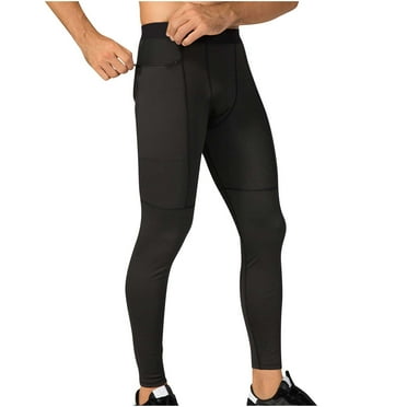 SSAAVKUY Men's Compression Pants Workout Athletic Leggings Running Gym Tights with Pockets Baselayer Athletic Tights for Basketball Black 10