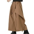 thumbnail image 1 of SSAAVKUY Men's Fashion Wide Leg Culottes Pants, Baggy Casual Elastic Waist Loose Streetwear Pants with Pockets Coffee 20, 1 of 6
