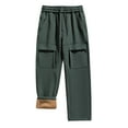 thumbnail image 1 of SSAAVKUY Men's Fleece Pants Winter Sherpa Lined Sweatpants Thick Joggers Pants Open Bottom Track Pants with Pockets Green 14, 1 of 7