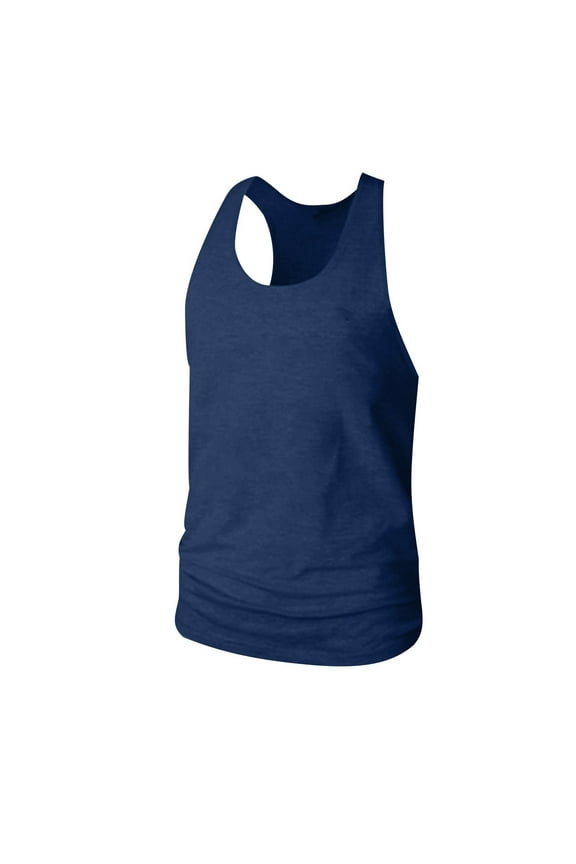 Men's Gym Bodybuilding Stringer Tank Top Quick Dry Cotton Shirts Workout Muscle Cut Shirt Fitness Sleeveless Vest Navy XXL
