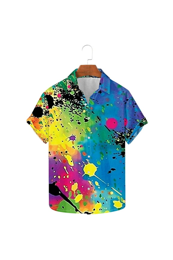 Men's Hawaiian Shirts 3D Graphic Tie Dye Button Down Shirts Short Sleeve Tropical Holiday Beach Aloha Shirt Multicolor 16
