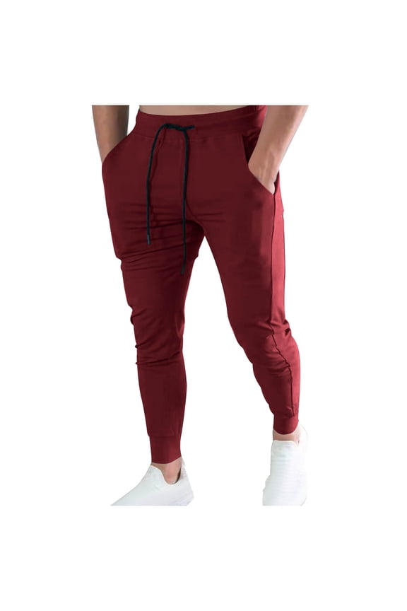 Men's Joggers Sweatpants Men's Slim Jogger Pants Tapered Gym Running Workout Pant with Deep Pockets Tapered Athletic Sweatpants Wine 12