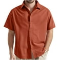 thumbnail image 1 of SSAAVKUY Men's Linen Shirts Short Sleeve Button Down Casual Shirt Business Dress Clothing Beach Fashion Summer Tops Brown L, 1 of 5
