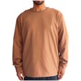 thumbnail image 1 of SSAAVKUY Men's Long Sleeve Waffle Knit Shirts Lightweight Crew Neck Casual Pullover Top Solid Basic Loose Casual Undershirt Brown 6, 1 of 5