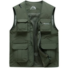 SSAAVKUY Men s Multi Pocket Quick Drying Vest Summer Outdoor Sports Travel Fishing Hiking Vest Lightweight Breathable Waistcoat Plus Size Khaki 14 Walmart