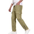 thumbnail image 1 of SSAAVKUY Men's Plush-Lined Slim Pants Y2K Zipper Split Hem Hip Hop Drawstring Long Trouser Casual Sports Street Pants Khaki 8, 1 of 8
