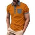 thumbnail image 1 of SSAAVKUY Men's Polo Shirts 2025 Short Sleeve Casual Polo T Shirt Color Block Collared Slim Fit Golf Shirts with Pocket Orange M, 1 of 3