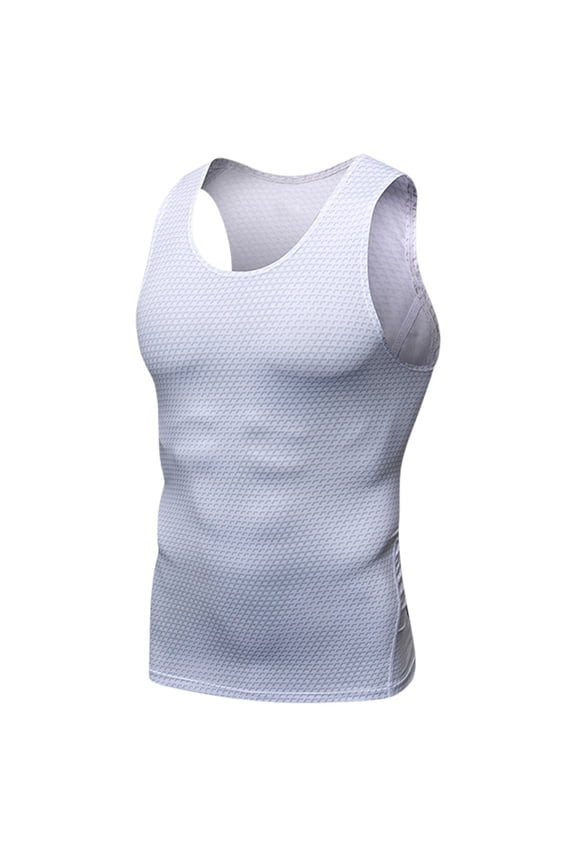 Men's Shirts Compression Shirt Slimming Body Shaper Vest Workout Tank Tops Abs Abdomen Undershirts Tank Tops White M
