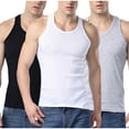 thumbnail image 1 of SSAAVKUY Men's Sports Tank Tops Undershirts (Pack of 3) - Soft Cotton Blend, Sleeveless Tag Less A-Shirt Crew Neck - Comfortable Fit Multicolor 10, 1 of 2