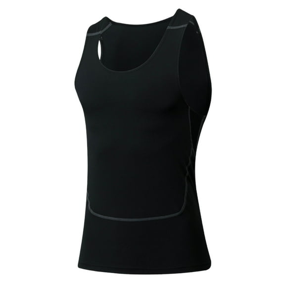 SSAAVKUY Men's Tank Swimsuit Top Athletic Vest Rash Guard Shirt Quick Dry Solid Color Sleeveless Workout Playwear Black M