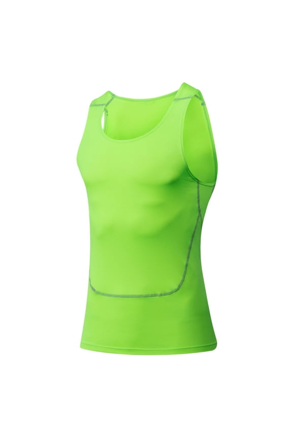 Men's Tank Swimsuit Top Athletic Vest Rash Guard Shirt Quick Dry Solid Color Sleeveless Workout Playwear Green L