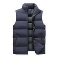 thumbnail image 1 of SSAAVKUY Men's Winter Puffer Vest Warm Padded Sleeveless Jacket Zipper Stand Collar Lightweight Outdoor Vest Blue 12, 1 of 3