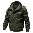 thumbnail image 1 of SSAAVKUY Men's Winter Warm Fleece Lined Jacket Outdoor Hooded Bomber Jacket Thick Cotton Military Flight Jacket Green 14, 1 of 3