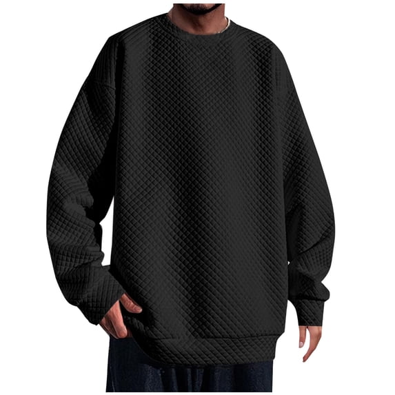 SSAAVKUY Men's Winter and Spring Tops Themed and Thick Shirts Long Sleeved Sweater Cool Sweatshirts Relaxed Loose Casual Pullover Black 6