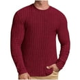 thumbnail image 1 of SSAAVKUY Mens Casual Long Sleeve Lightweight T-Shirt Slim Fit Knit Crew Neck Stretch Ribbed Undershirts for Men Red 10, 1 of 6