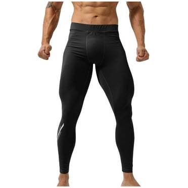 SSAAVKUY Mens Compression Long Pants Skinny Sports Trousers Workout Fitness Gym Leggings Sports - Base Layer Running Tights Black 16-18