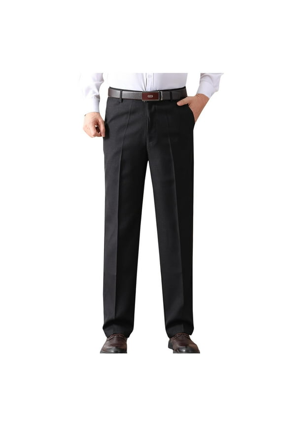 Mens Dress Pants Pleated Front Stretch Suit Pants Classic Fit Casual Dress Pants Straight Fit Pants Classic Fit Dress Pant Black 8