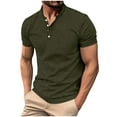 thumbnail image 1 of SSAAVKUY Mens Henley Shirt Quick Dry Tech 3 Button Slim Fit Quick Dry Gym Tshirt Short Sleeve Lightweight Casual T Basic Tee Army Green L, 1 of 9