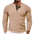 thumbnail image 1 of SSAAVKUY Mens Henley Shirts Long Sleeves Waffle Texture Button Tee Tops Casual Lightweight Pullover Shirt Slim Quarter Zip Pullover Comfort Soft T Shirts Beige S, 1 of 8